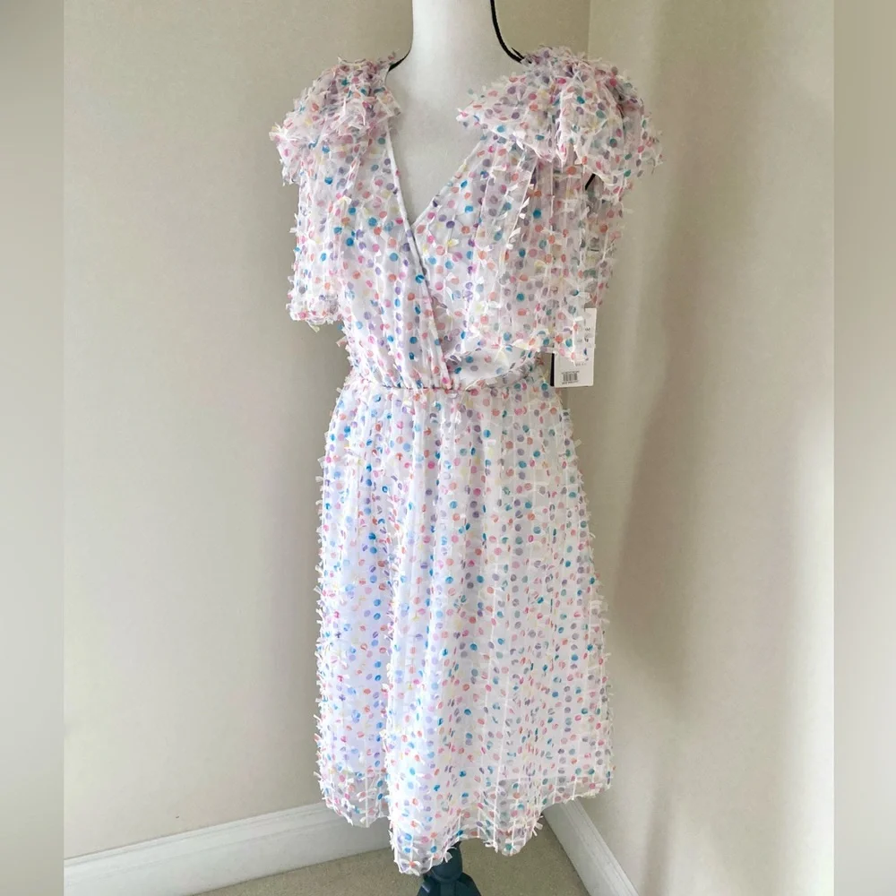 Halogen Pastel Polka Dot Ruffle Dress - Picture 6 of 12